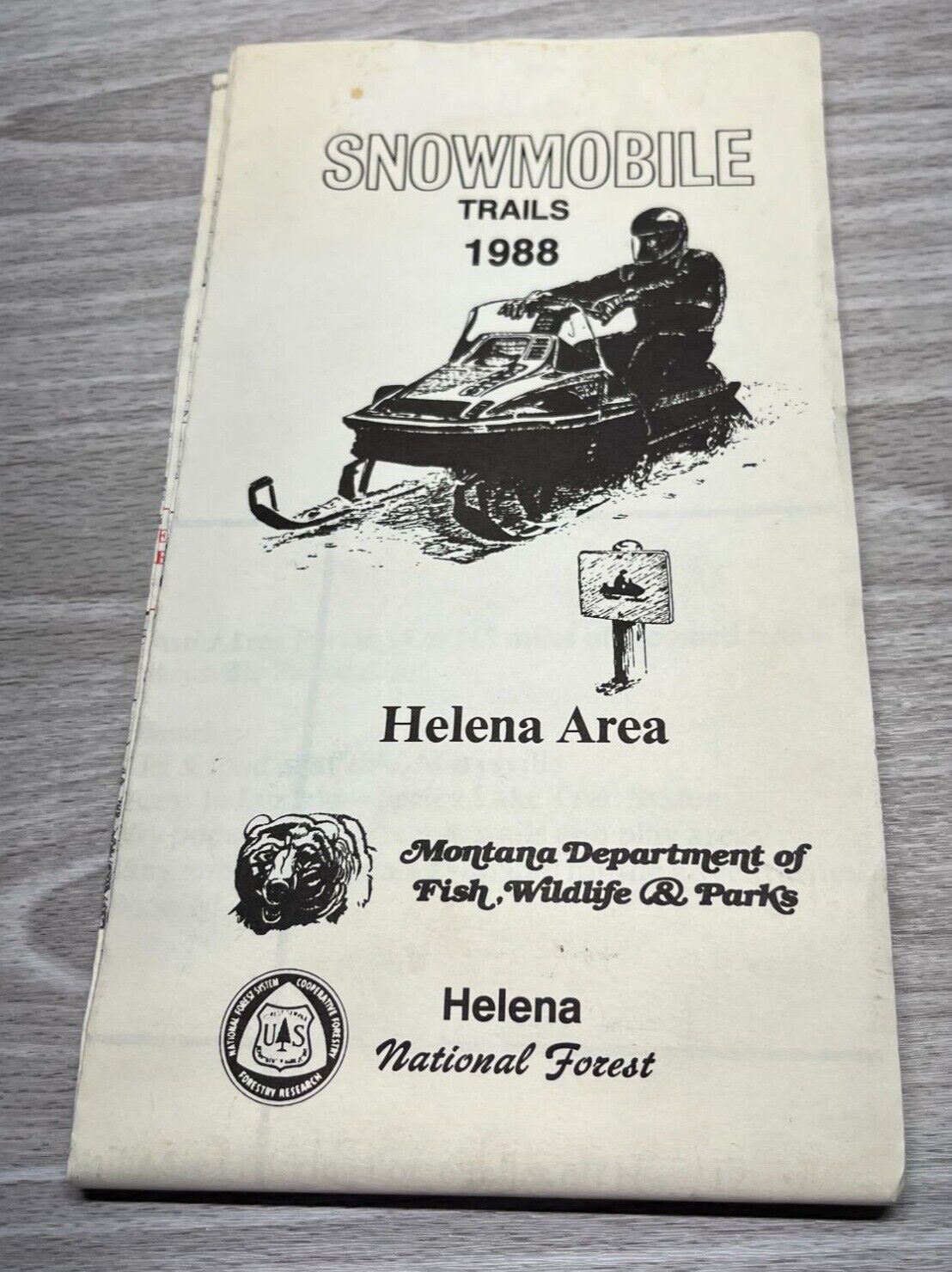 Vintage Montana Snowmobile Trails Guide 1988 Helena Map