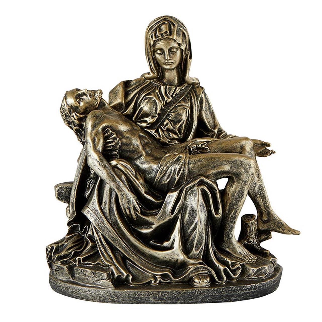 Bronze Finish Pieta Statue Uniquely Features a Bronze Finish Size 7.25 in