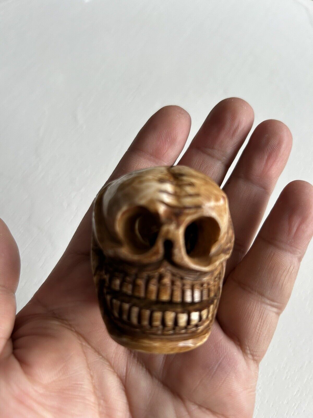 Vintage Large Tibetan Yak Bone hand carved Skull piece for  decor and pendant 🔥