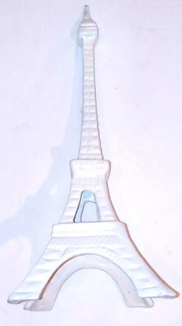 Eiffel Tower Paris-Themed Decor Heavy Small White Painted Metal 12-inch 