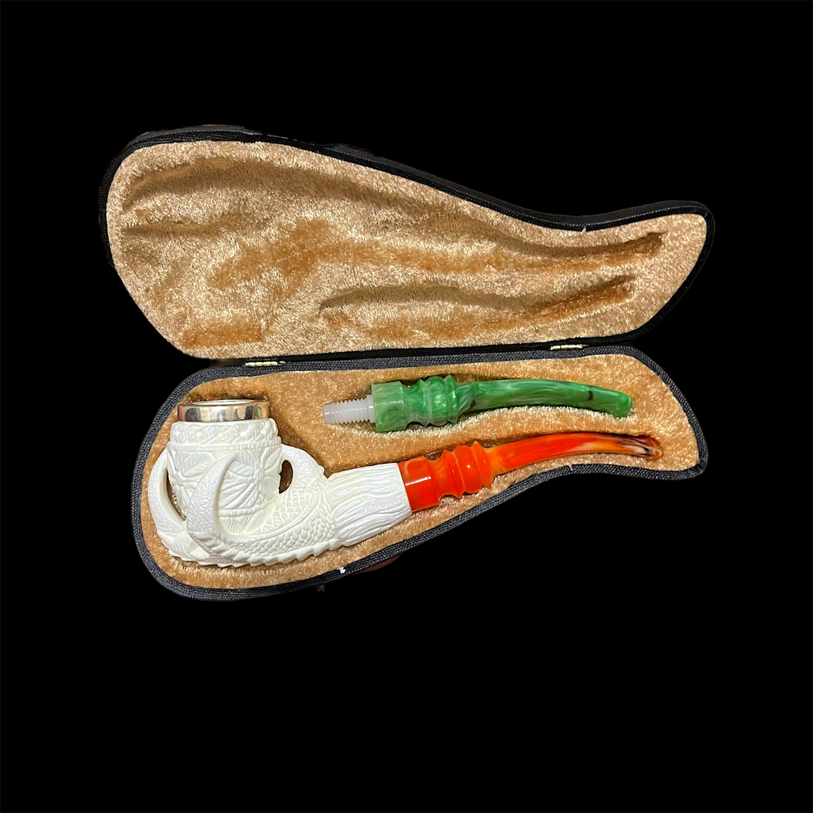 Eagle claw Block Meerschaum Pipe 925 silver smoking tobacco pipe w case MD-375