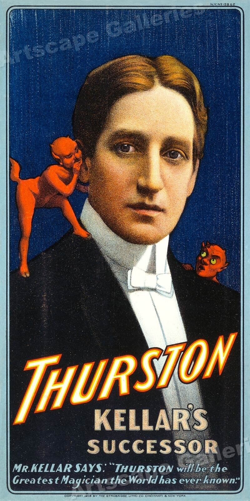 Thurston Kellar's Successor 1908 Vintage Style Magic Show Poster - 24x48