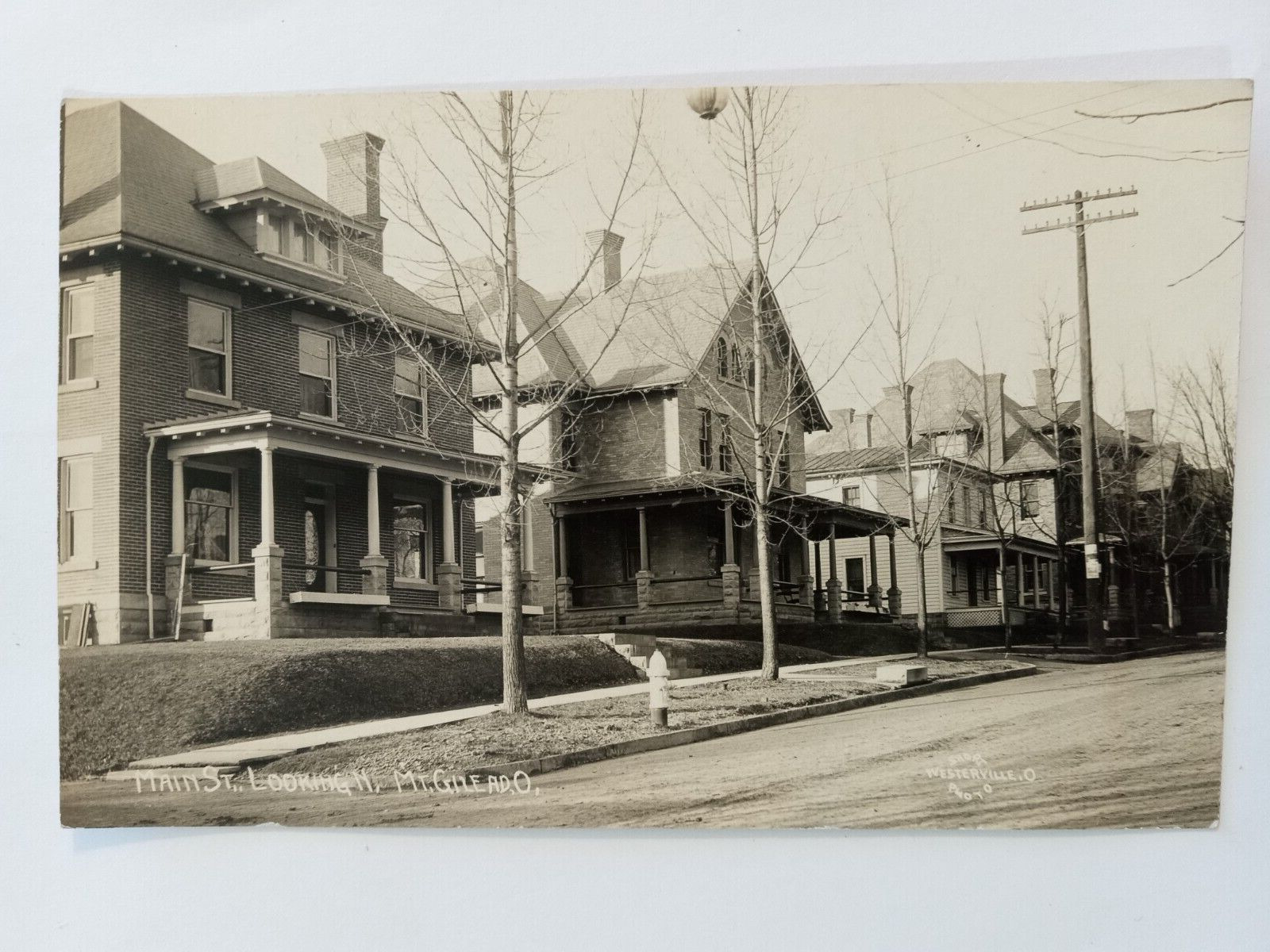 MT GILEAD OHIO REAL PHOTO POSTCARD 1910 MAIN STREET SHORT PUBLISHER WESTERVILLE