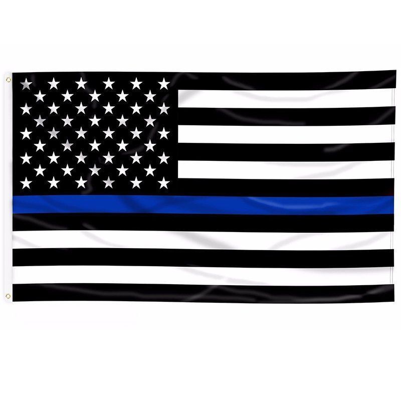 3x5 FT THIN BLUE LINE FLAG POLICE LAW ENFORCEMENT SUPPORT MADE IN THE U.S.A. 