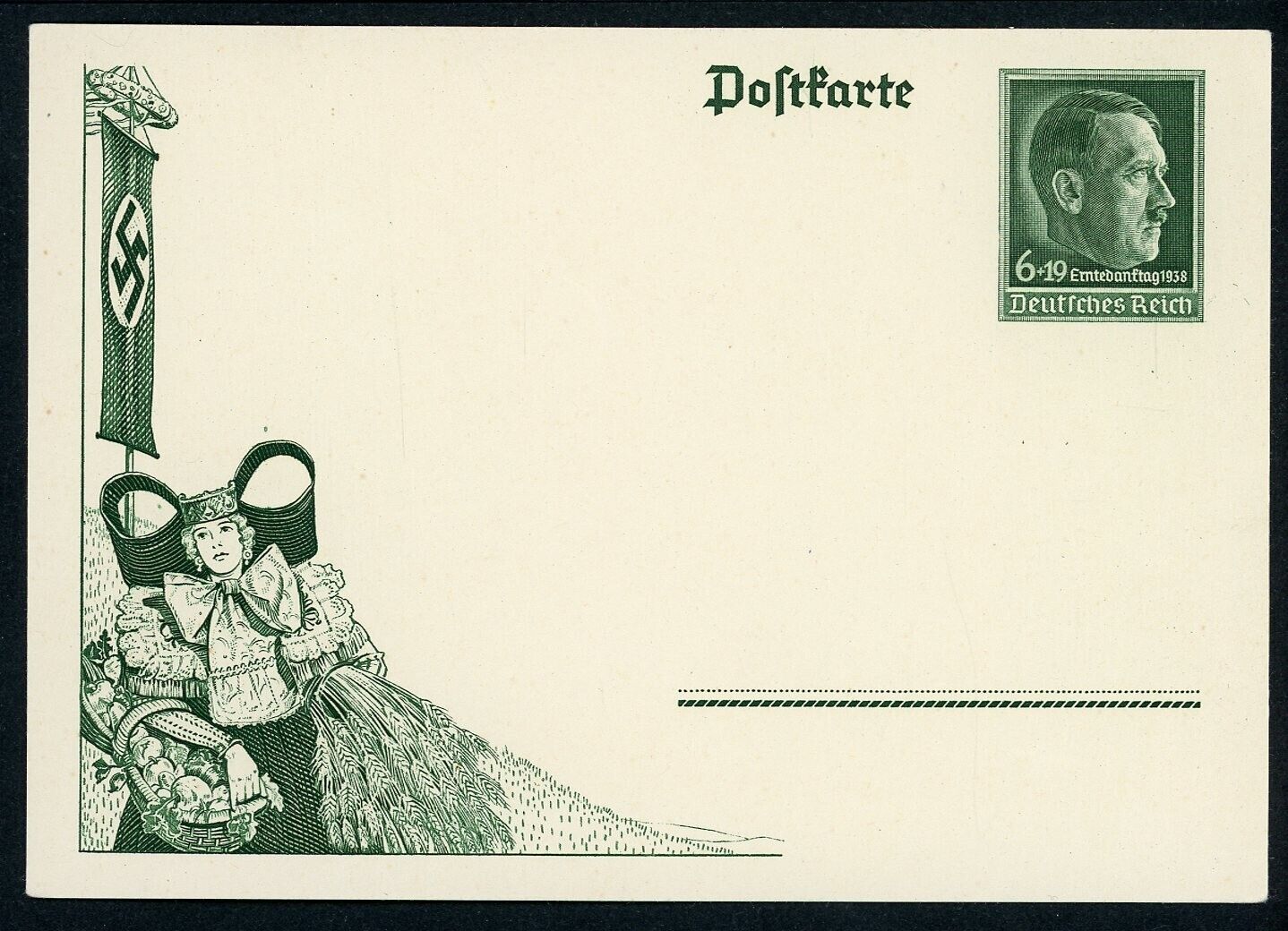 German Postcard Thanksgiving Day 1938 Adolf Hitler Stamp Erntedanktag