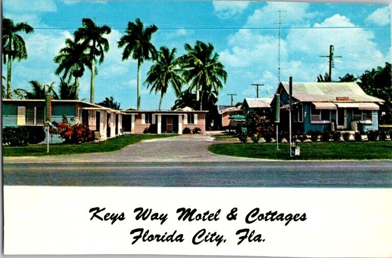 Vintage Postcard Keys Way Motel & Cottages Florida City FL                 F-032