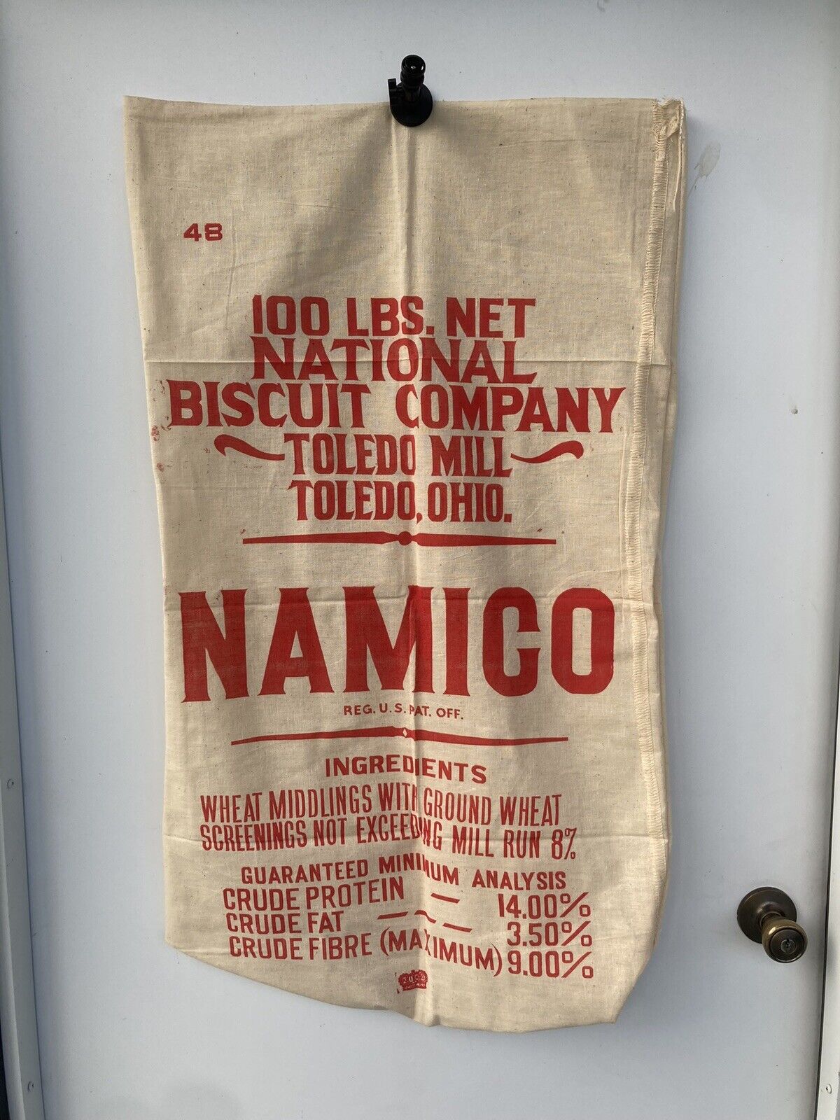 Vtg National Biscuit Company Namico 100 lbs Cloth Bag Sack Toledo  OH 22”x39”