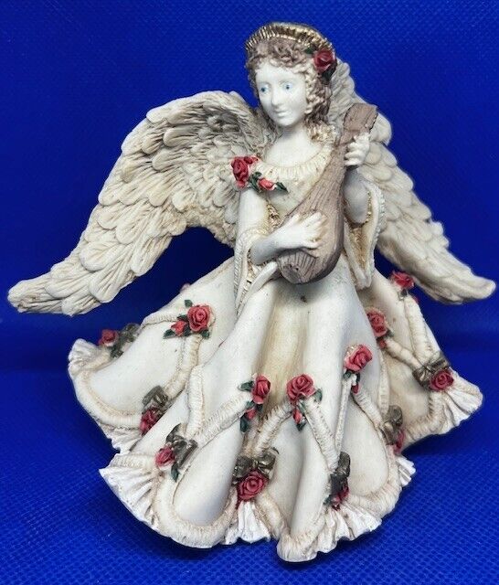 Vintage Angels Collection Heavenly Harmony Crimson Harp Figurine