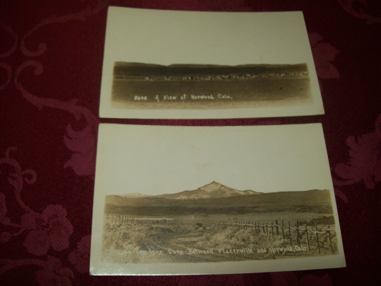1912 RPPC VIEW OF NORWOOD COLORADO CO AND LONE CONE PLACERVILLE & NORWOOD