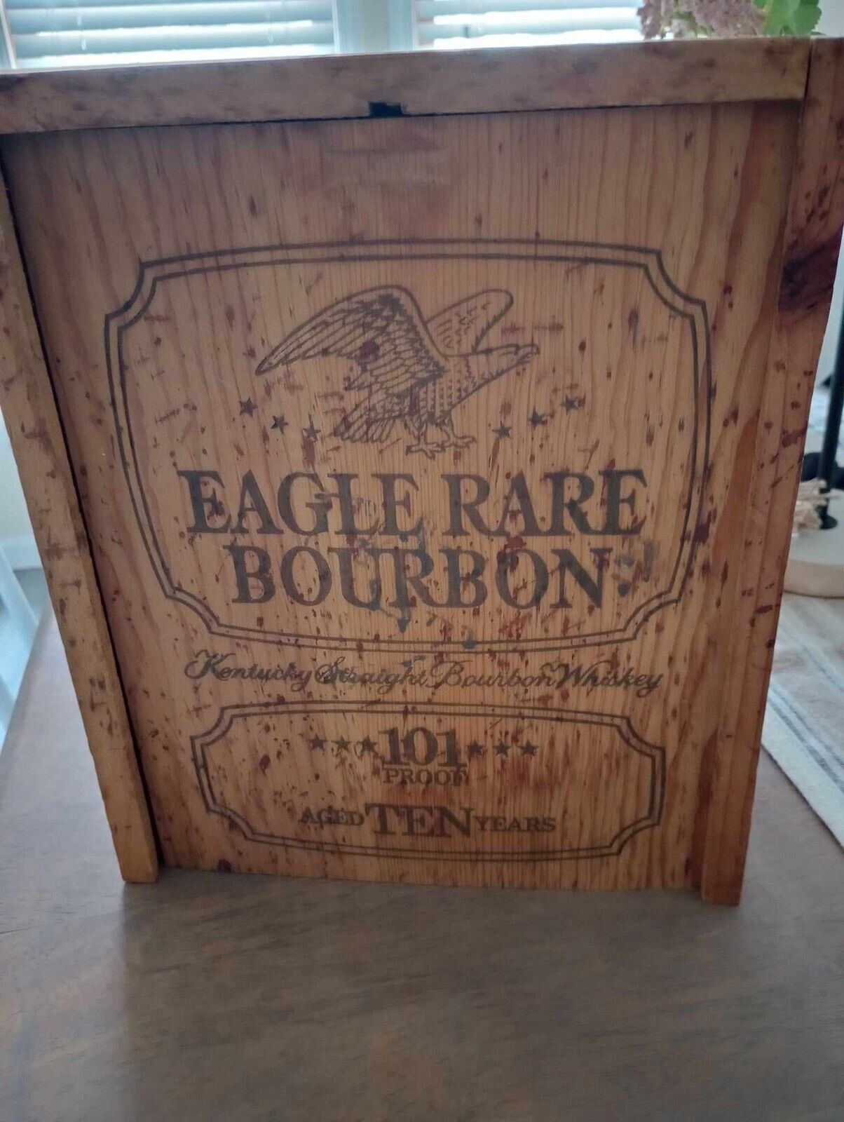 Eagle Rare Bourbon Whiskey Wooden Box Only Double Bottle 101 Proof 10 Year