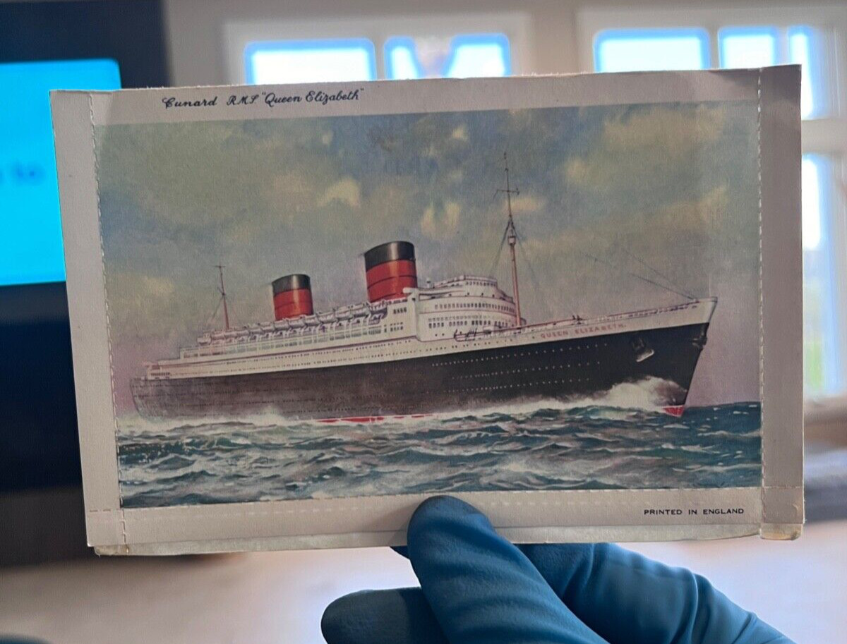 c1940s Cunard RMS Queen Elizabeth Letter Card Ship UNUSED