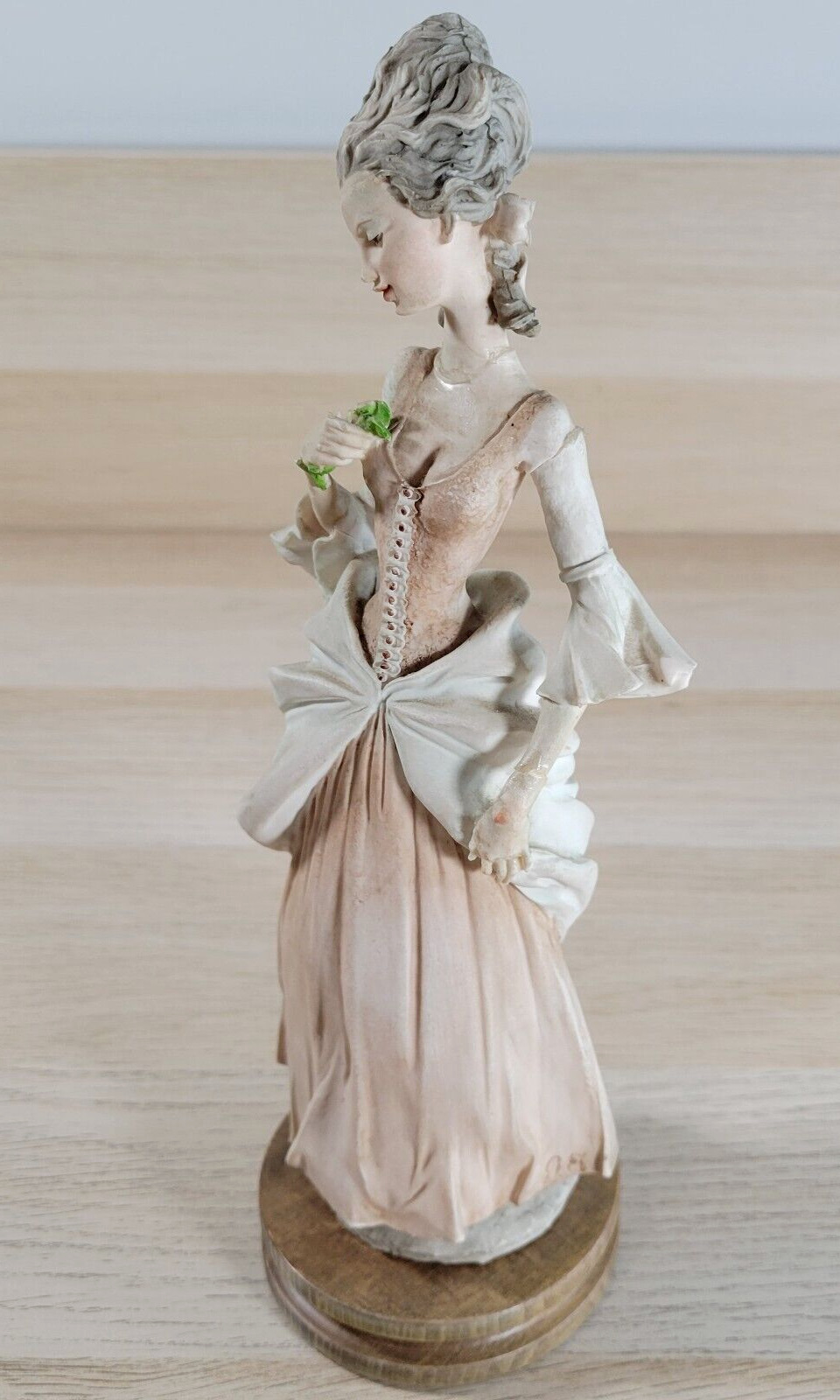 Giuseppe Capodimonte Porcelain Woman Admiring Flower Figure Statue Figurine VTG