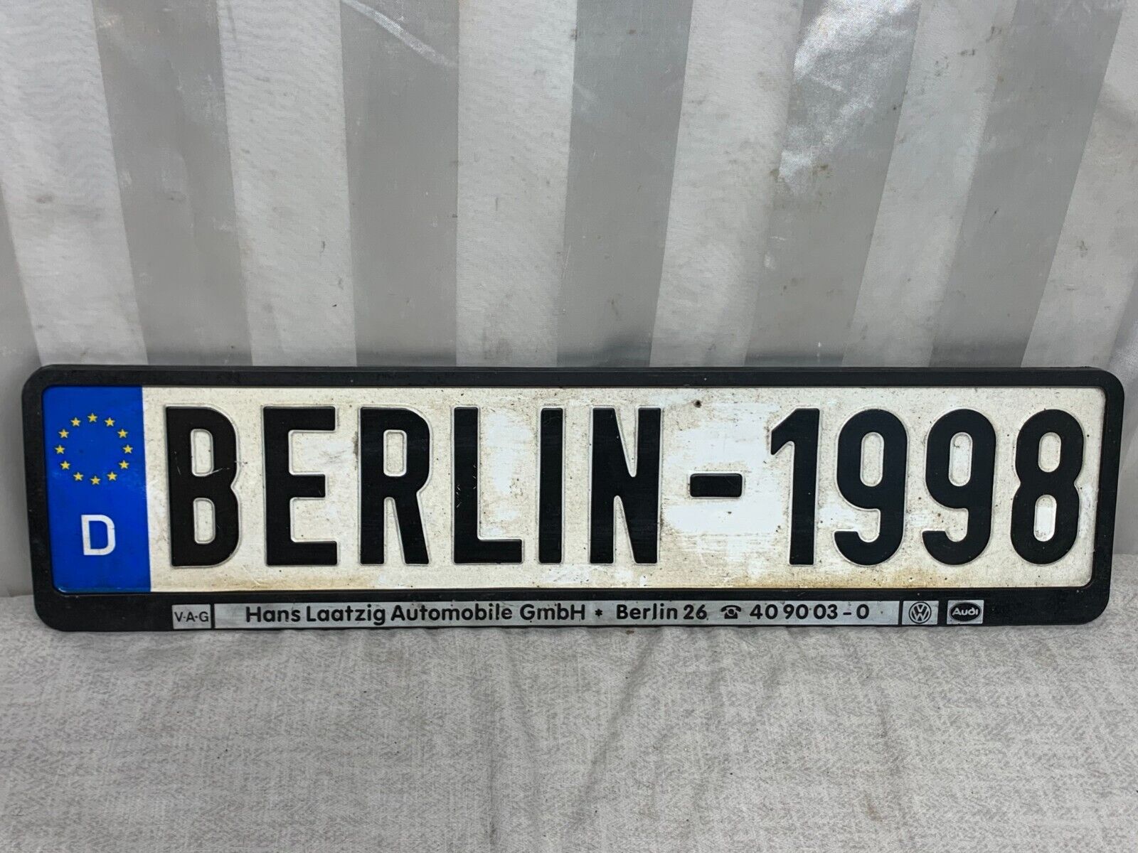 Vintage Berlin-1998 Original Used German Germany European License Plate Expired