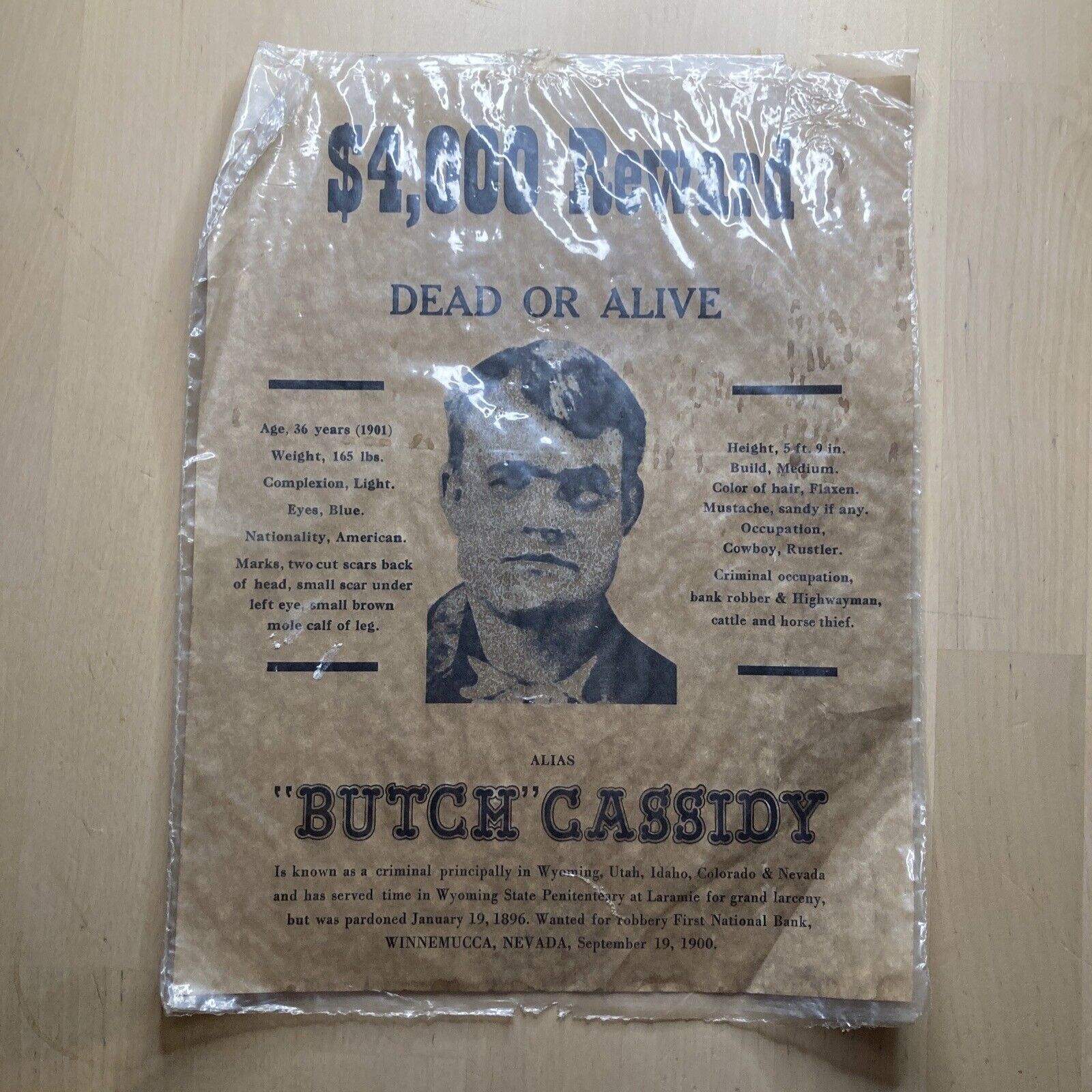 Butch Cassidy wanted poster - Wild West Western Outlaw
