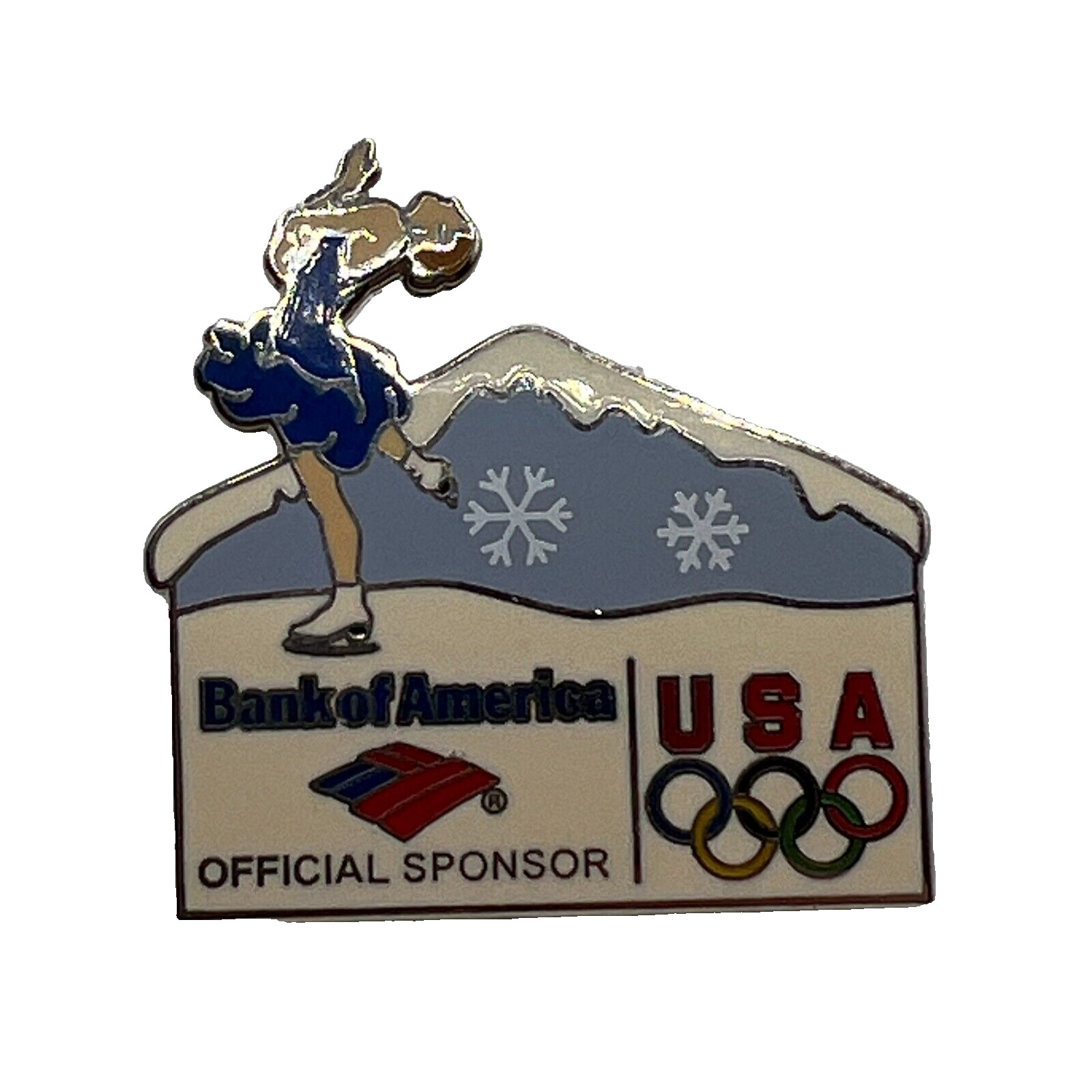 Vtg Bank of America Figure Skating Winter Olympics Enamel Lapel Pin