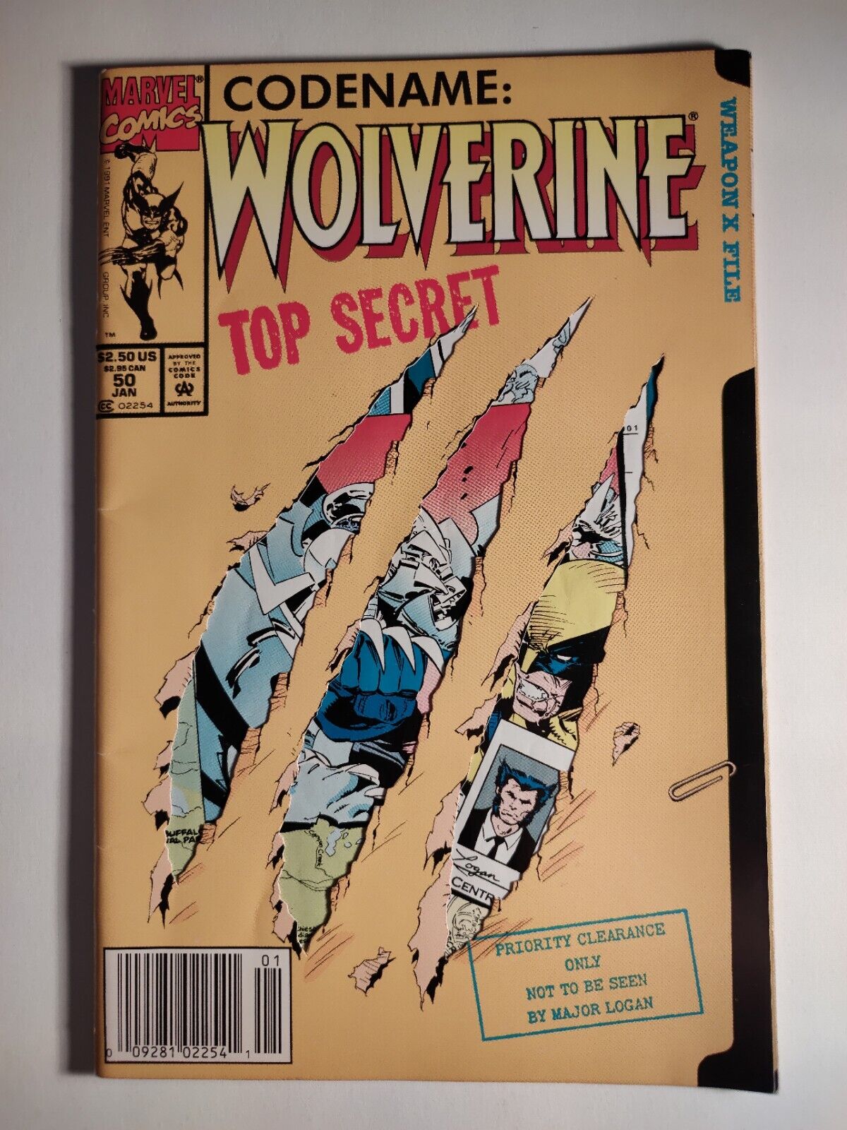 Wolverine #50, FN+/6.5, Marvel 1992, Die-Cut Cover, Weapon X, 1st App of Shiva🔑