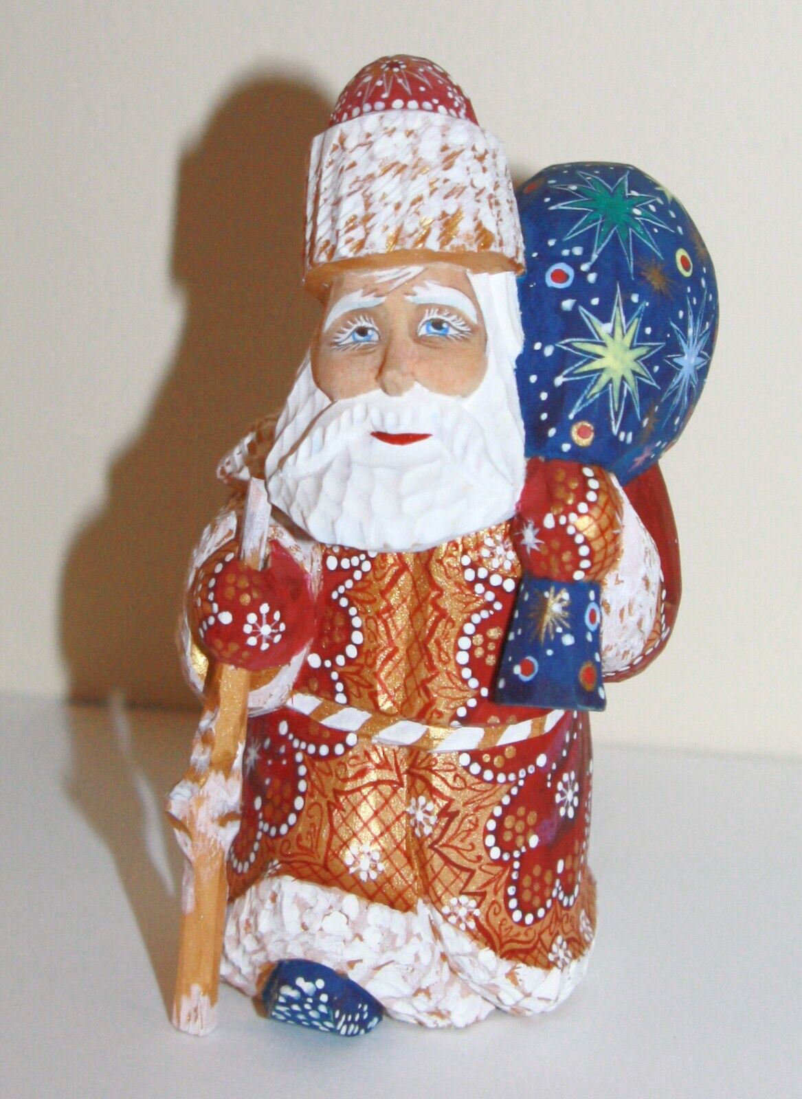 Russian Santa hand carved hand painted wood figurine 5\