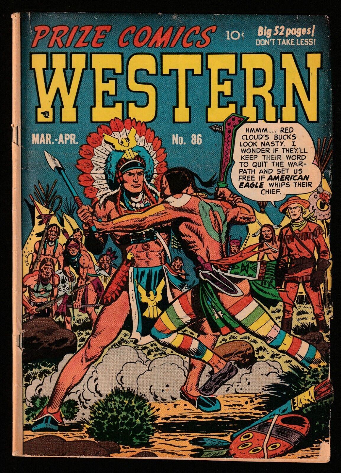 Feature PRIZE COMICS WESTERN No. 86 (1948) Big 52 Pages American Eagle