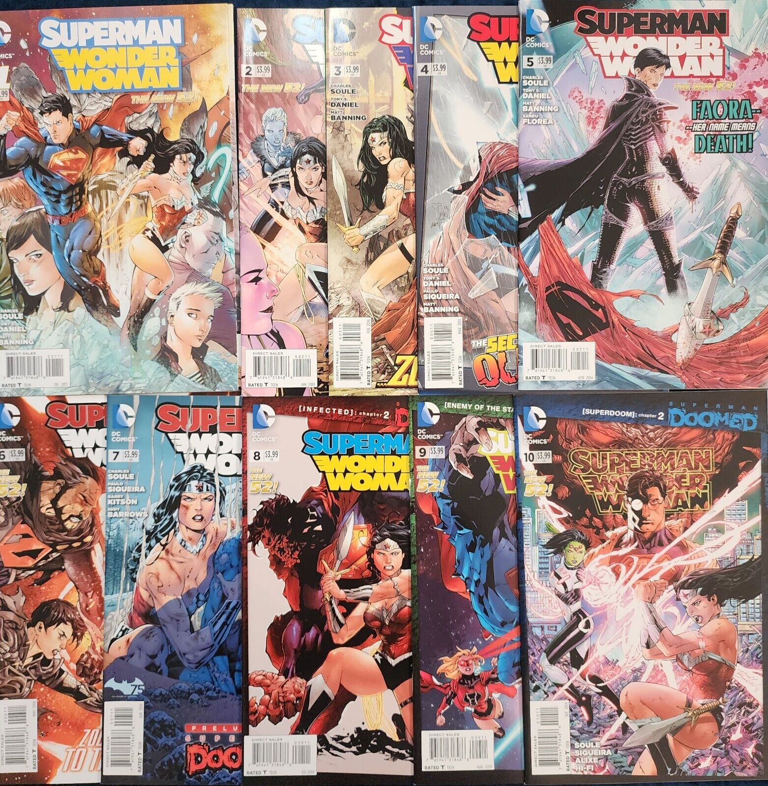Superman/Wonder Woman #1-10 New 52 DC Comic Book Set/Lot FAORA Key 2013 Doomed