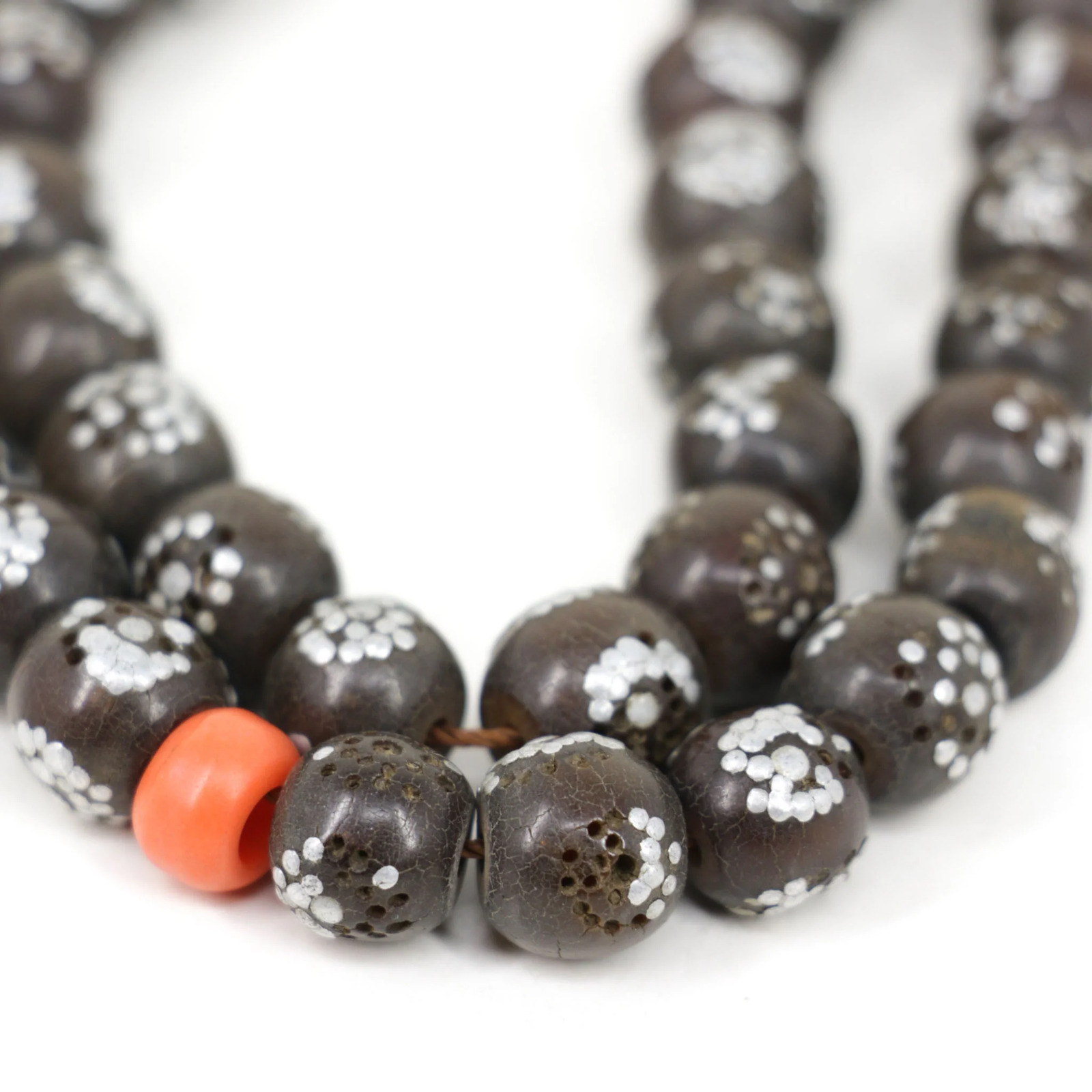 Yemeni Yusr Prayer Beads Mock Black Coral Silver Inlay 43 Grams