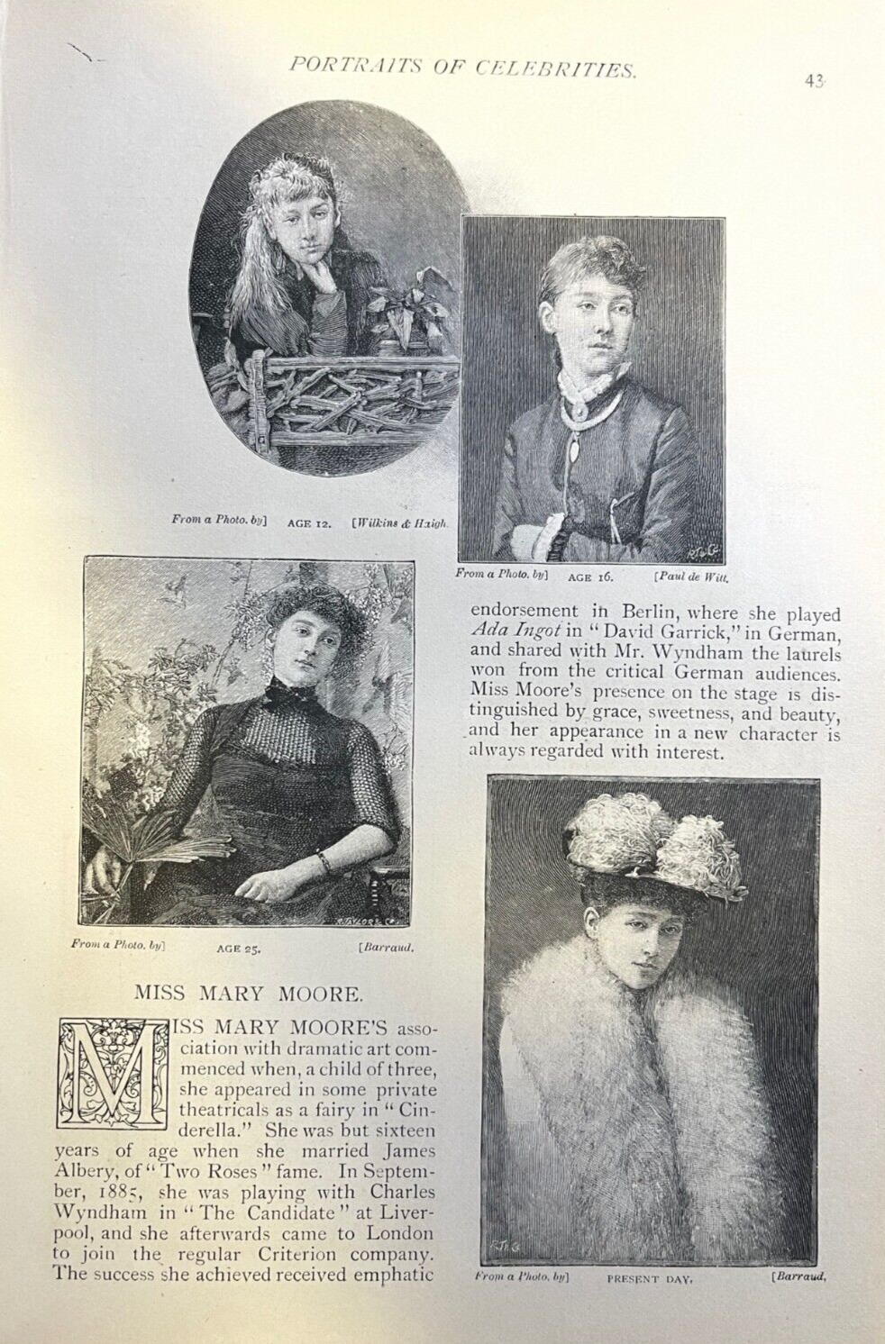 1891 Actress Mary Moore