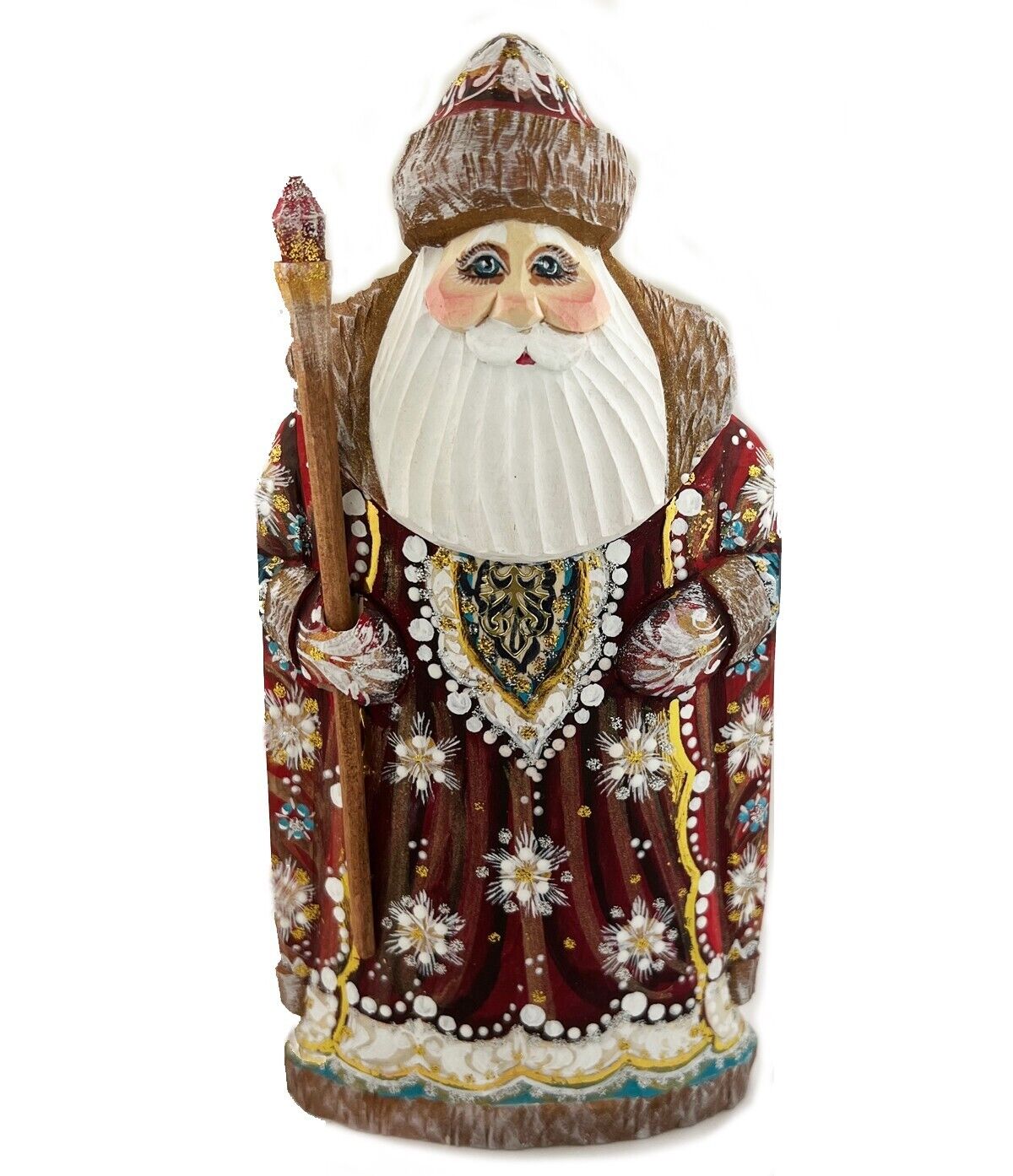 Santa Claus Figurine Christmas Decoration Russian Hand Painted Hand Carved 8