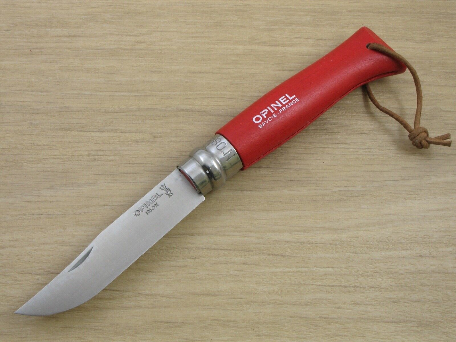Opinel No. 08 Red INOX Stainless Steel Knife, Wood Handle, France - VT Creamery