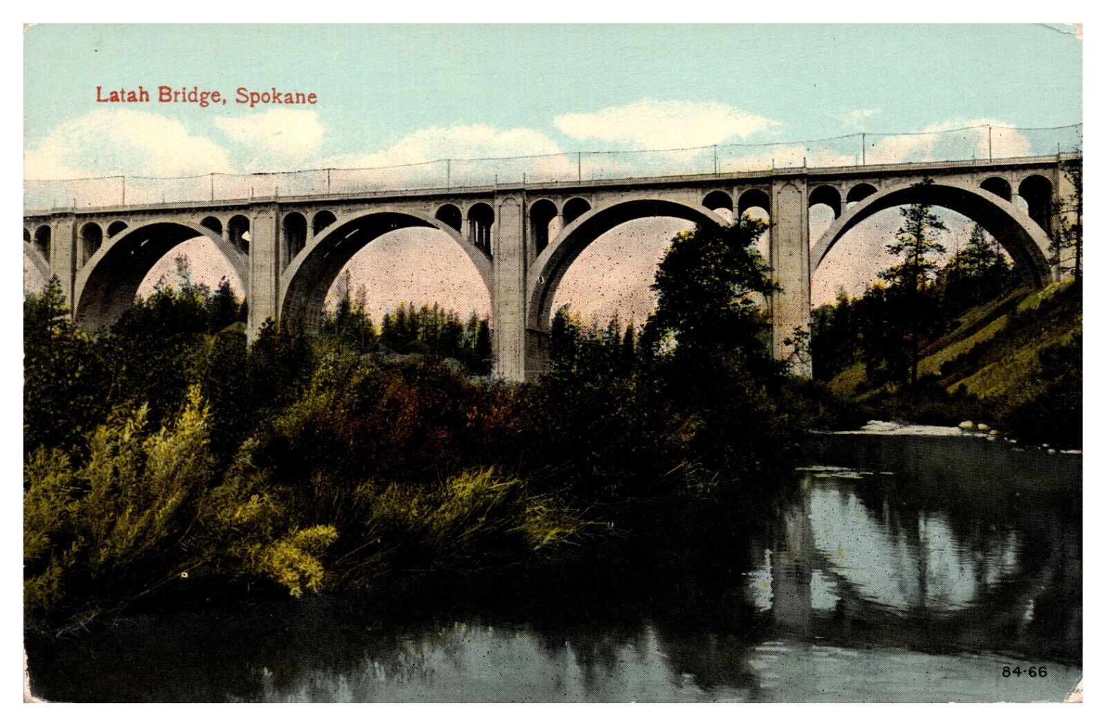 Latah Bridge Spokane Washington WA Creek River Antique  Postcard
