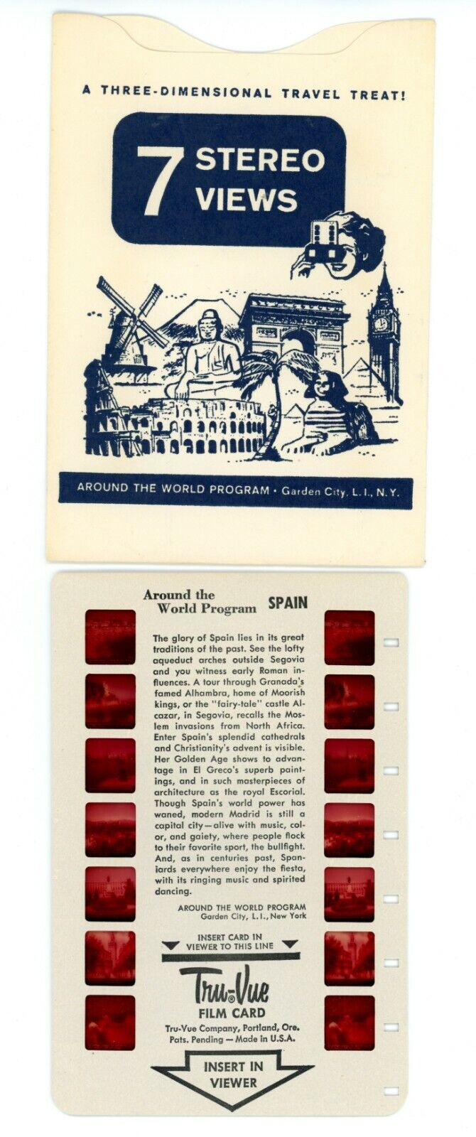 Vintage Tru Vue Tru-Vue Film Card Spain Europe Travel Around The World 3-D