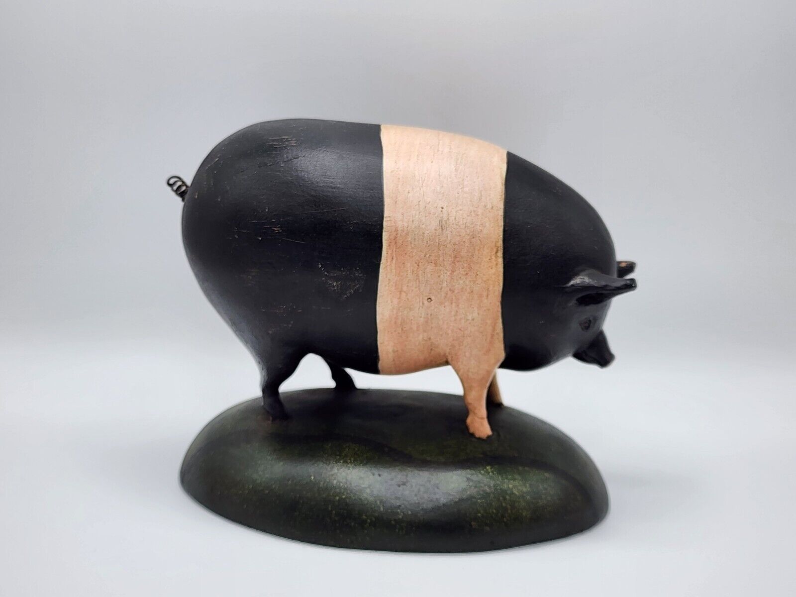 Vintage Warren Kimble Pink & Black Hampshire Pig Figurine 