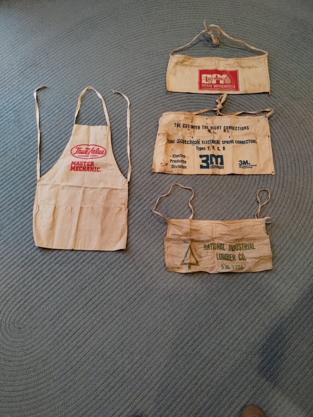 Vintage Lot Of  4  Advertising / Hardware Store Nail Aprons, Ohio & Others, GUC