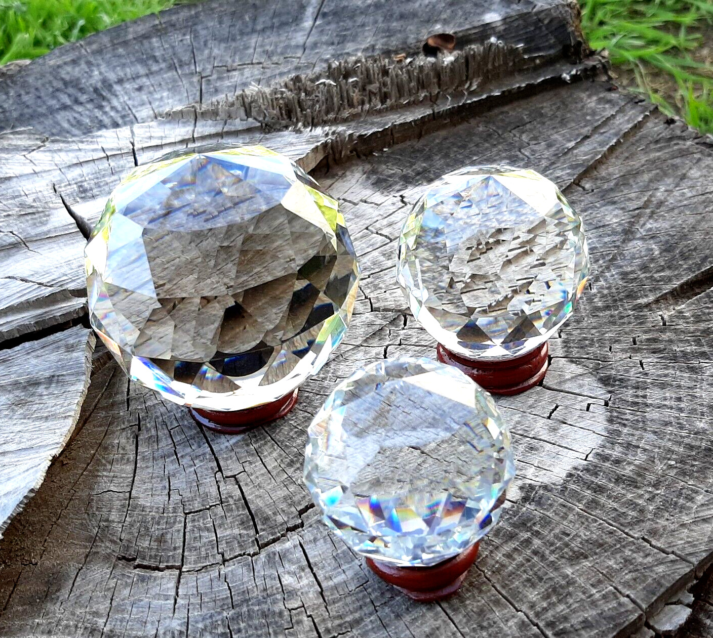 3 Clear Cut Crystal Ball Set/50&60&80mm/K9 Faceted Gazing Ball From US