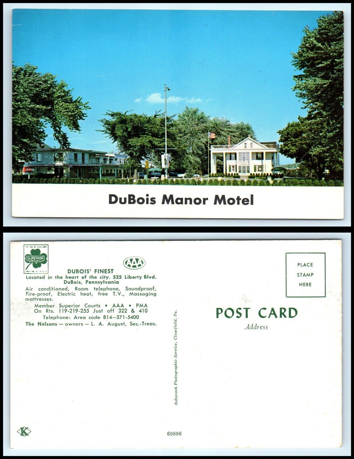 PENNSYLVANIA Postcard - DuBois - DuBois Manor Motel M49