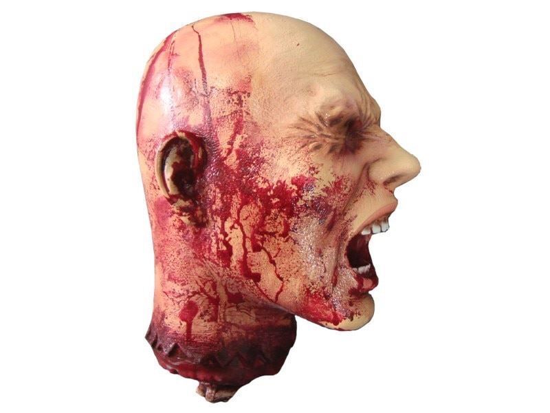 Screaming Severed Head Prop Cut Off Haunted House Halloween Life Size Bloody New