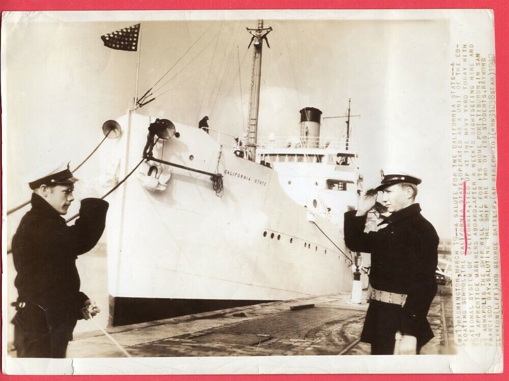 1940 School Ship SS California State Later SS Golden State Original Wirephoto