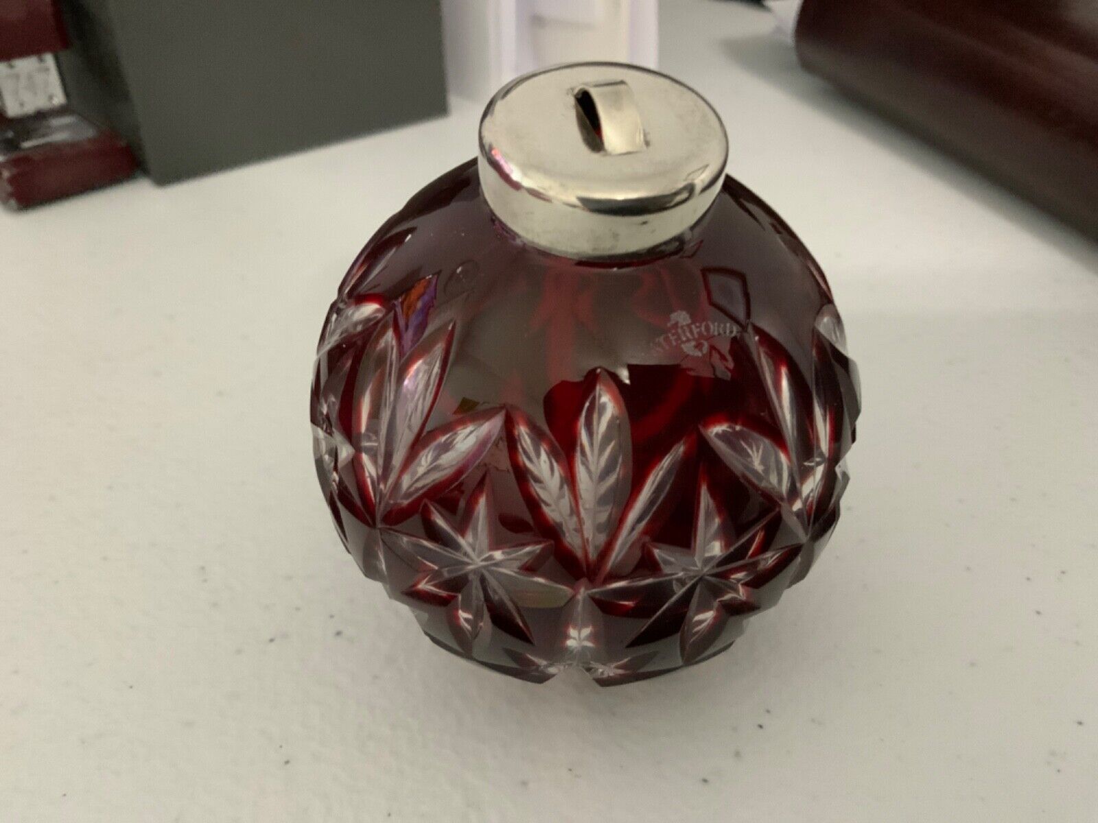 WATERFORD 1999 RUBY CRYSTAL  ORNAMENT .PERFECT CONDITION