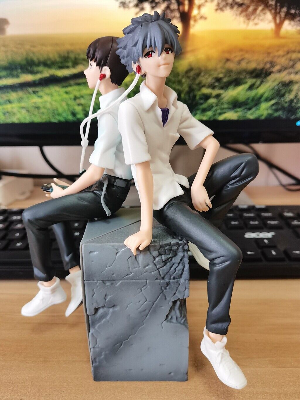 2pcs/set Anime Nagisa Kaworu & Ikari Shinji PVC Figure Statue New No Box 18cm