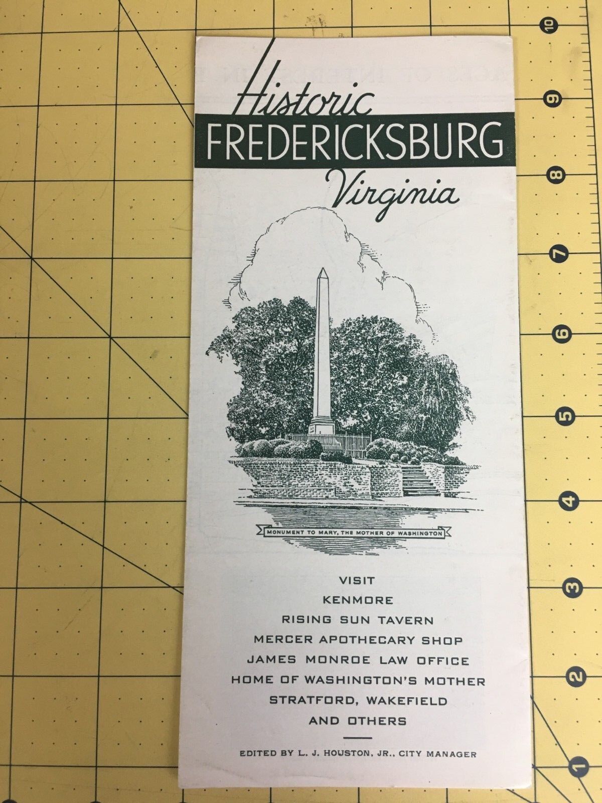 Vintage Travel Brochure Historic Fredericksburg Virginia Places of Interest