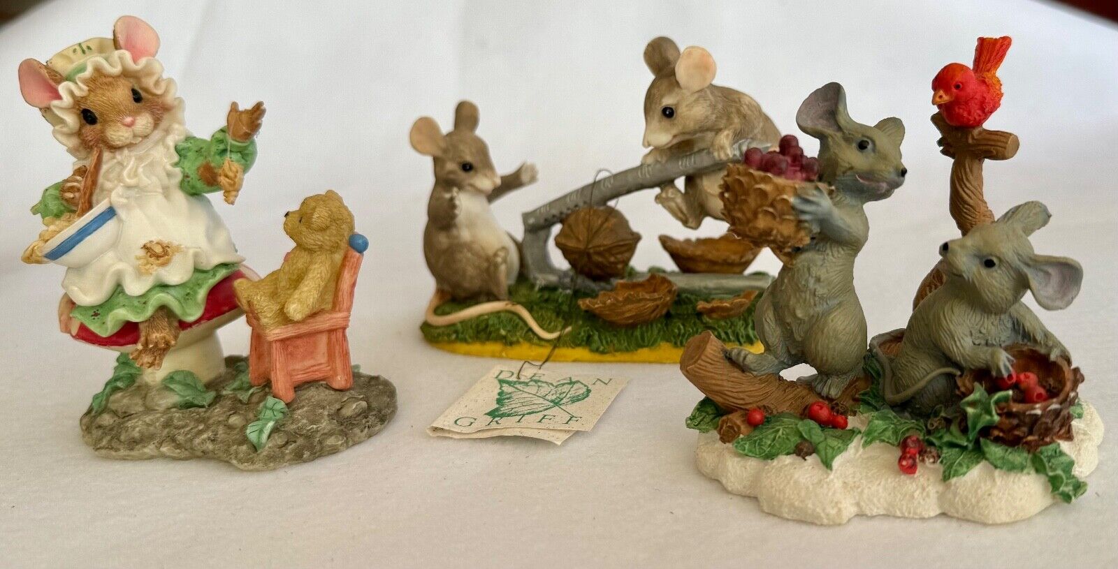 Lot of 3- Charming Tales Dean Griff & Pricilla Hillman Mice Figurines