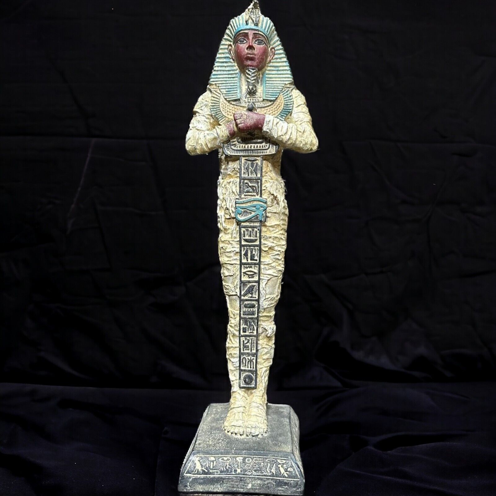 RARE EGYPTIAN ANTIQUES Statue Large Of Pharaonic King Tutankhamun With Eye Horus
