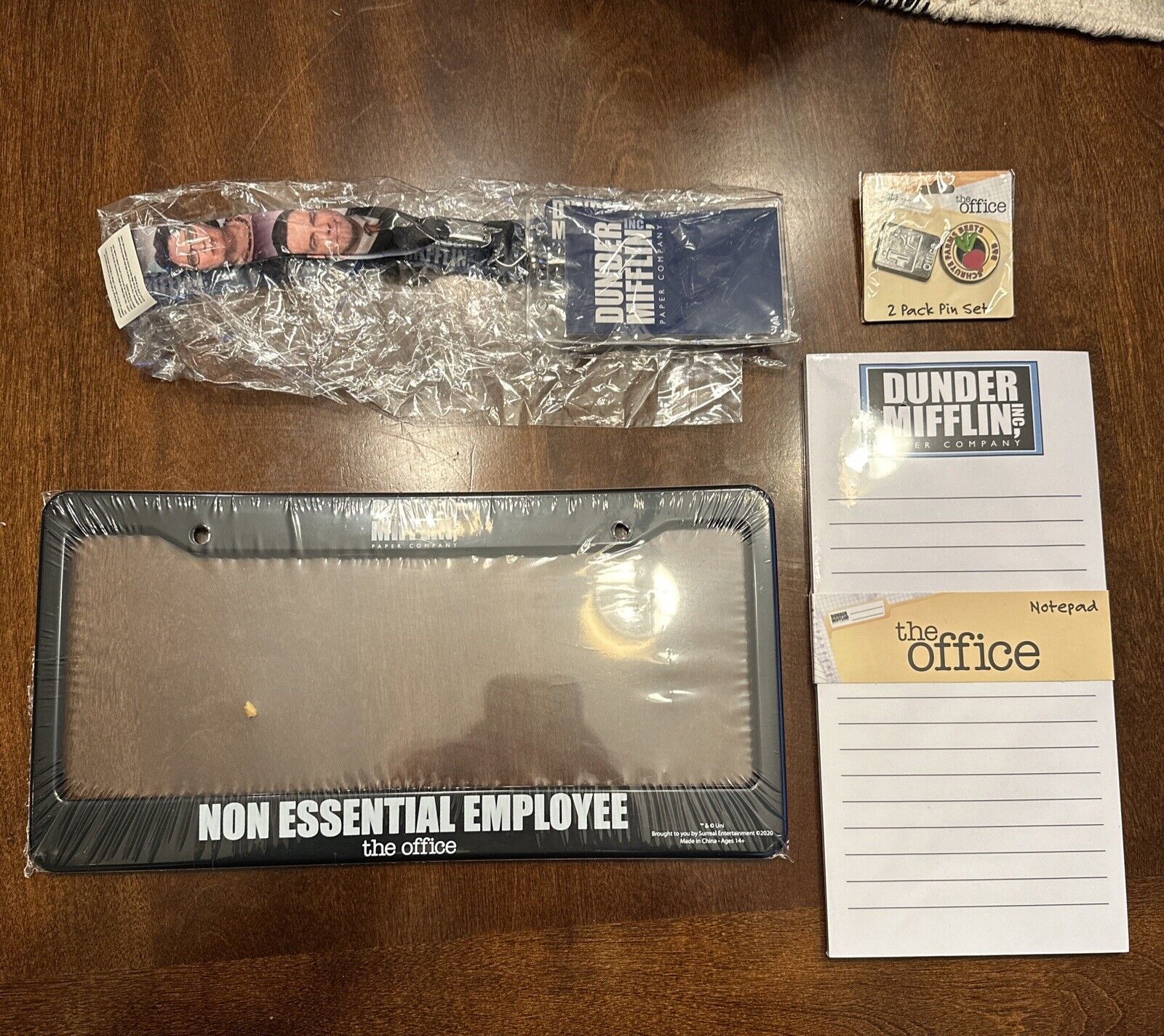 Lot The Office Dunder Mifflin Non Essential Employee License Plate Pin Jim Pam