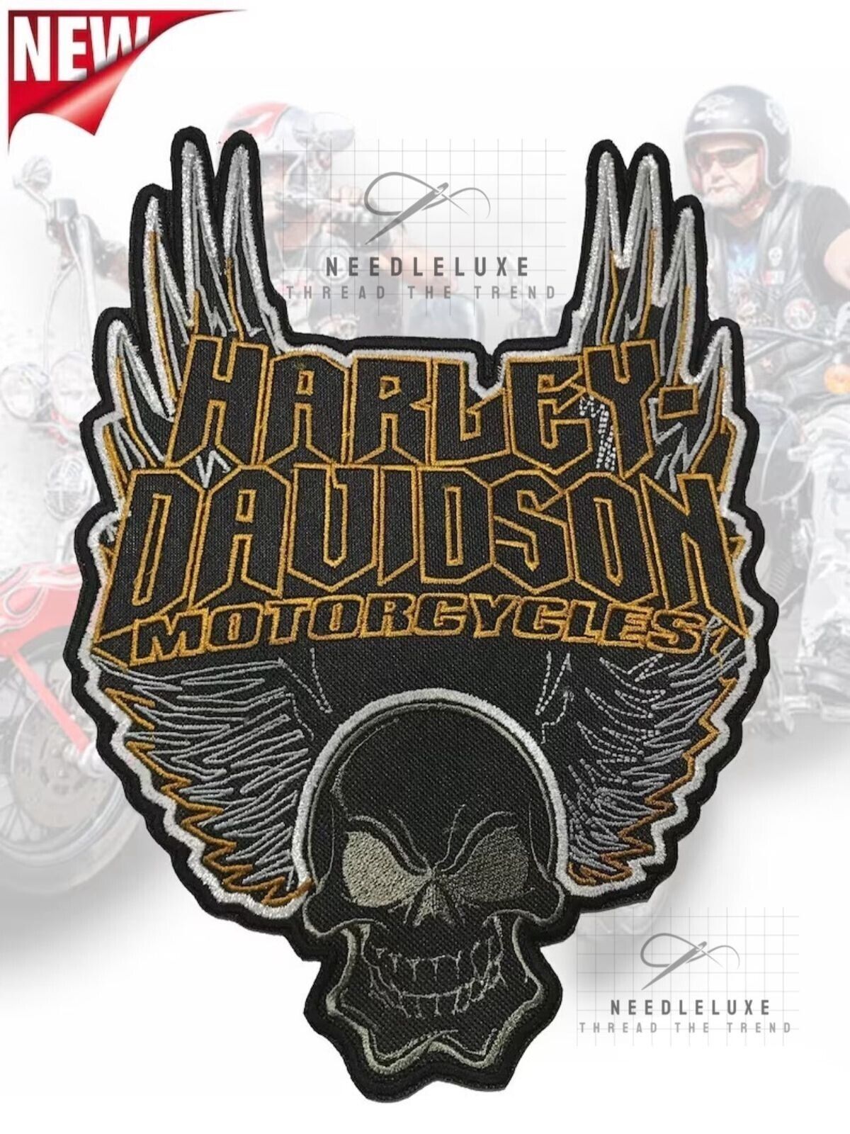 HARLEY DAVIDSON Skull Large Back Patch - Harley Motorcycle 12\