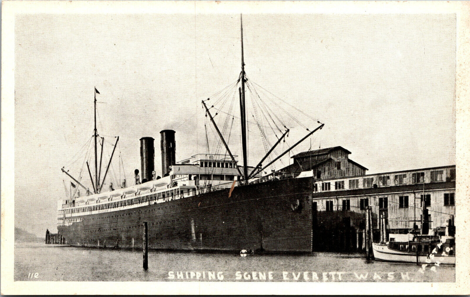 Vtg 1920s Shipping Scene Ship at Port Everett Washington WA Postcard