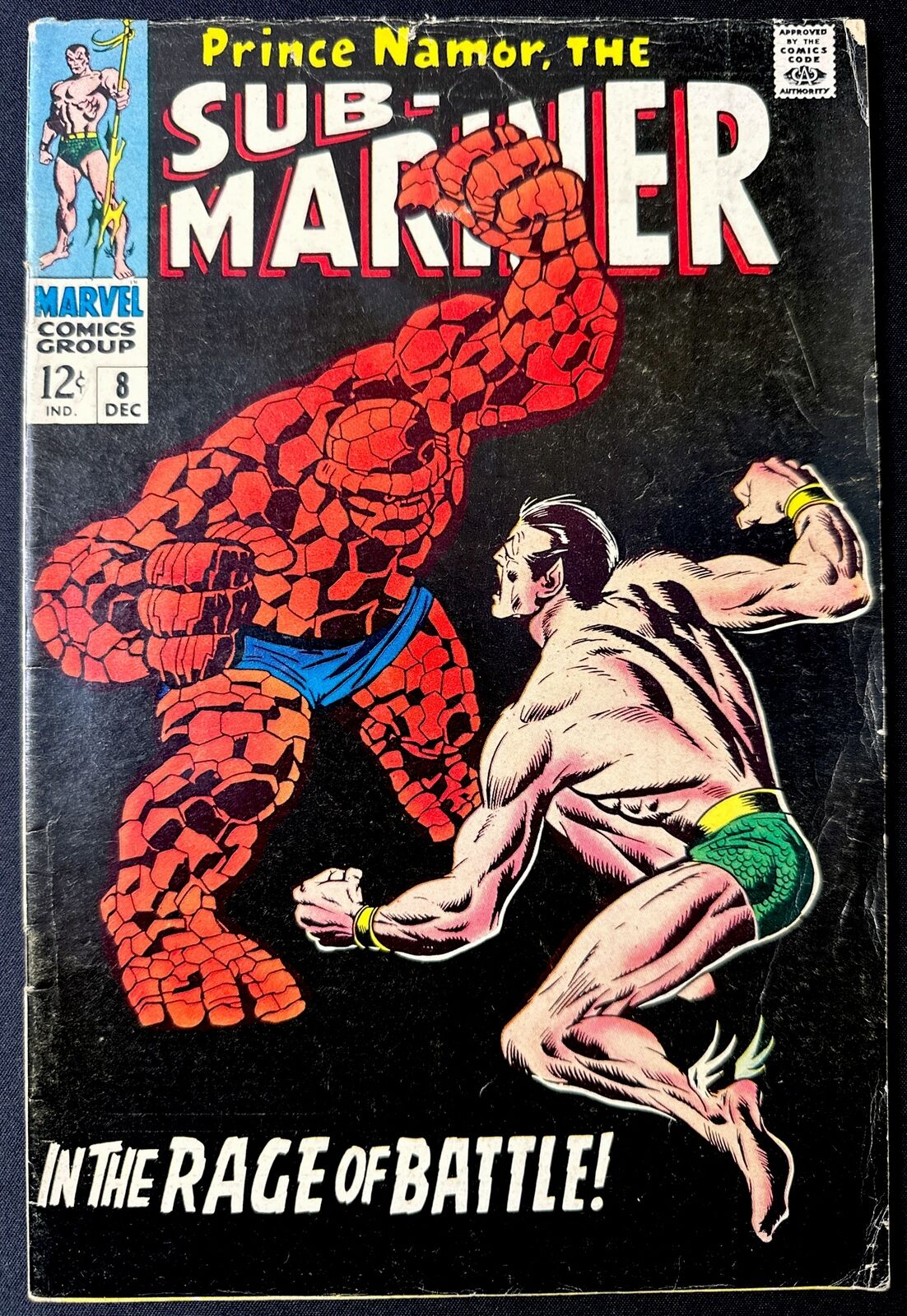 Sub-Mariner #8 Prince Namor Vs Thing Classic Cover  Marvel 1968 VG