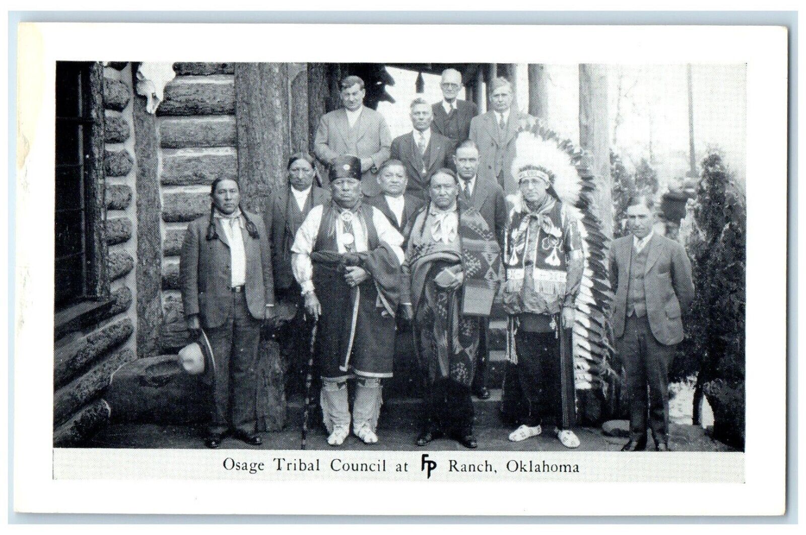 c1950's Osage Tribal Council Frank Philips Ranch Woolaroc Oklahoma OK Postcard