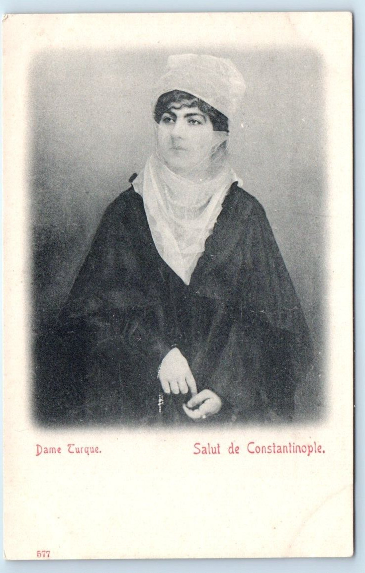 Dame Turque Portrait Turkish Woman Salut de Constantinople TURKEY Postcard