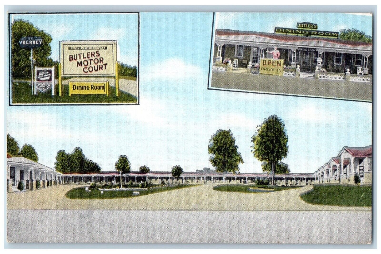Jacksonboro South Carolina Postcard Butler\'s Motor Court c1940 Vintage Antique