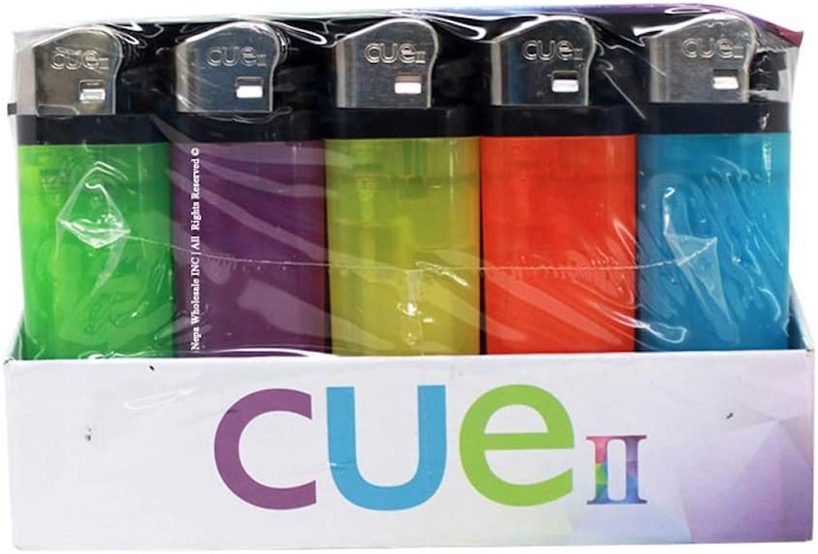 CUE II Classic Lighters, Assorted Colors, Regular Size, Long Lasting, 50-Count T