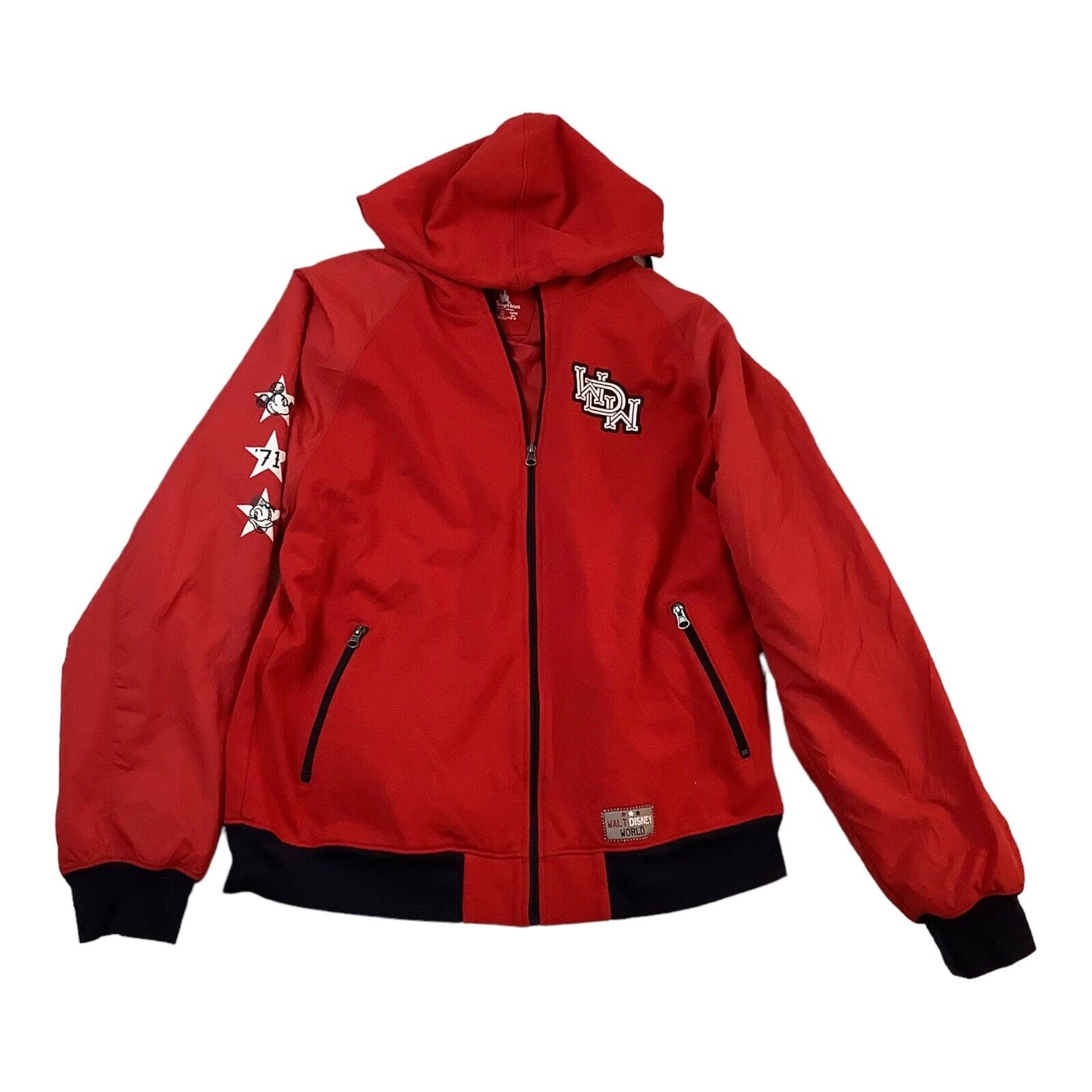 Walt Disney World Jacket Adult Large Hooded WDW Red \'1971\' Coat Full Zip Men\'s