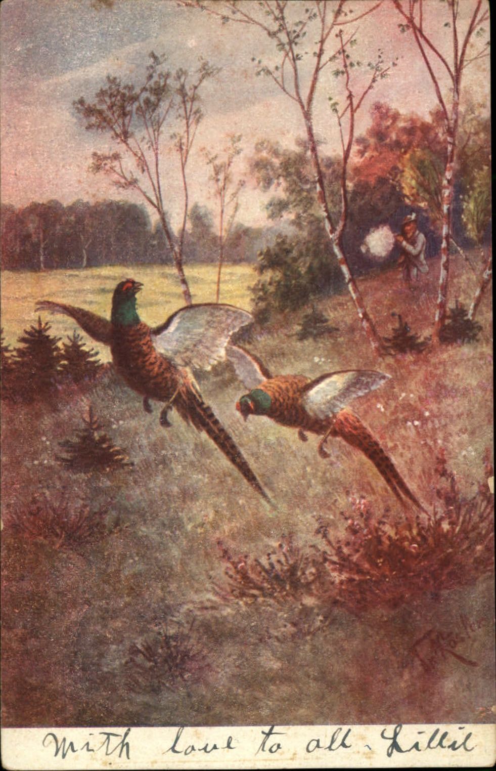 Pheasant hunting rural country UDB c1905 DORA RUSSELL Waverly KY postcard